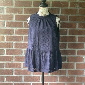 SOLD LOFT Eyelet Peplum Blouse